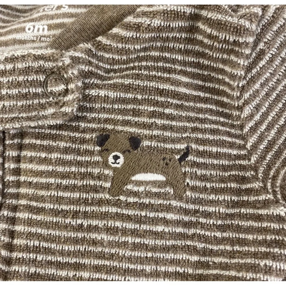 Carters Baby Boy 6M Brown Striped Dog Footed Sleeper Pajamas‎ 1I507710